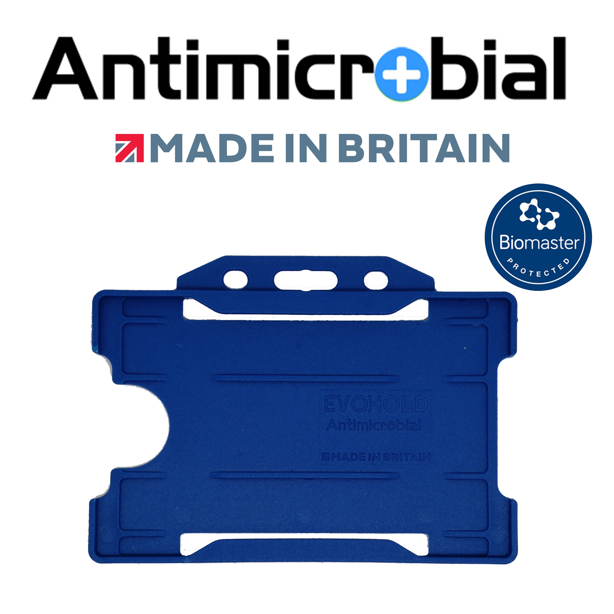 Antimicrobial recyclable single sided rigid badge holder - Landscape, NHS Blue