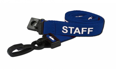 Staff Printed Breakaway Plastic Clip Lanyards - Blue (Pack of 100)
