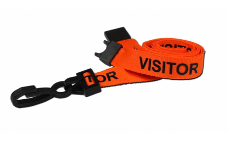 Visitor Printed Breakaway Lanyards - Orange (Pack of 100)