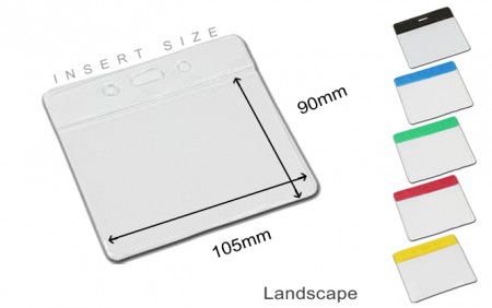 Vision Coloured Flexible Landscape ID Badge Holder - insert size 100mm x 85mm, Pack of 100