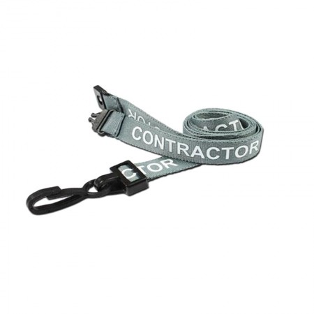 IDM AC222-CR-GY Contractor Printed Breakaway Plastic Clip Lanyards - Grey (Pack of 100)