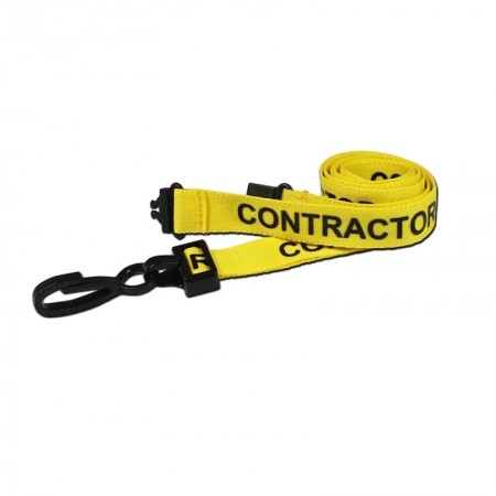 IDM AC222-CR-YL Contractor Printed Breakaway Plastic Clip Lanyards - Yellow (Pack of 100)