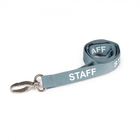 IDM AC222-SF-GY-MC Staff Printed Breakaway Metal Clip Lanyards - Grey (Pack of 100)