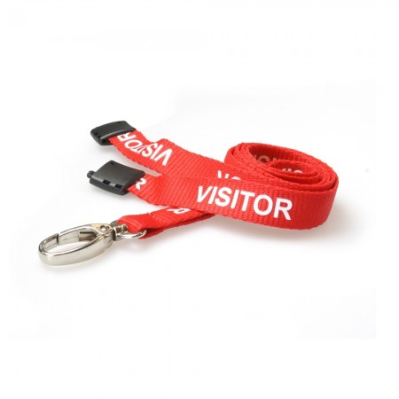 90cm Visitor Breakaway Lanyards with Metal Clip - Pack of 100, Red