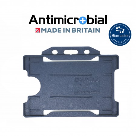 Antimicrobial recyclable single sided rigid badge holder - Landscape, Dark Blue