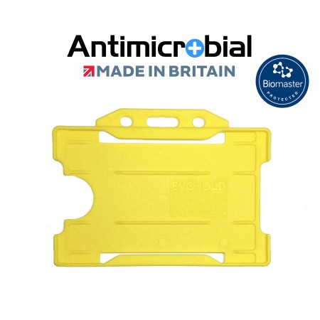 Antimicrobial recyclable single sided rigid badge holder - Landscape, Yellow