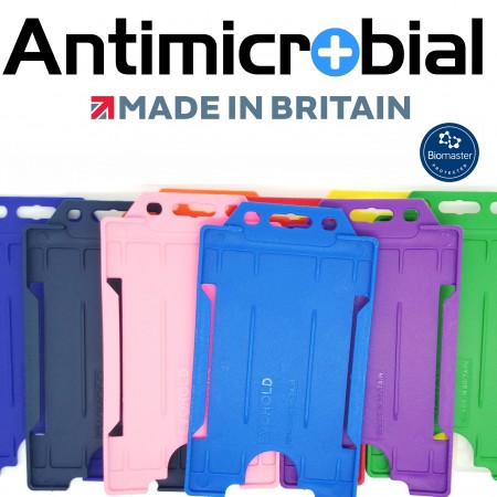 Antimicrobial recyclable single sided rigid badge holder - Portrait, Clear