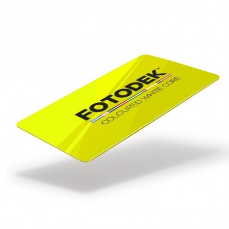 FOTODEKⓇ YL76-FL-A Gloss Coloured White Core Cards (100s) - Hi-Viz Yellow Fluorescent