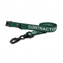 IDM AC222-CR-GR Contractor Printed Breakaway Plastic Clip Lanyards - Green (Pack of 100)