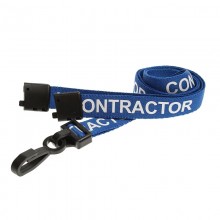Contractor Printed Breakaway Plastic Clip Lanyards - Blue (Pack of 100)