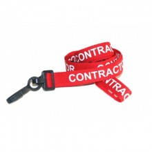 Contractor Printed Breakaway Plastic Clip Lanyards - Red (Pack of 100)