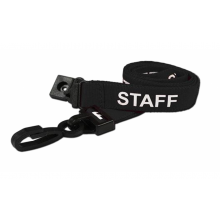 IDM AC222-SF-BK Staff Printed Breakaway Plastic Clip Lanyards - Black (Pack of 100)