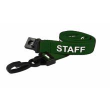 Staff Printed Breakaway Plastic Clip Lanyards - Green (Pack of 100)