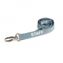 IDM AC222-SF-GY-MC Staff Printed Breakaway Metal Clip Lanyards - Grey (Pack of 100)