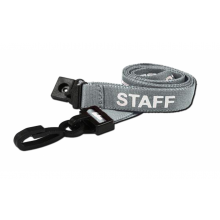 Staff Printed Breakaway Plastic Clip Lanyards - Grey (Pack of 100)