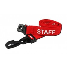Staff Printed Breakaway Plastic Clip Lanyards - Red (Pack of 100)