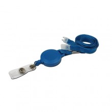 IDM AC224-SB Breakaway Lanyard with Integrated Yoyo - Blue (Pack of 100)