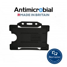 Antimicrobial recyclable single sided rigid badge holder - Landscape, Black