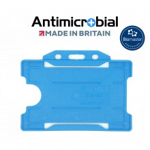 Antimicrobial recyclable single sided rigid badge holder - Landscape, Light Blue