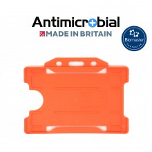Antimicrobial recyclable single sided rigid badge holder - Landscape, Orange