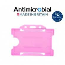 Antimicrobial recyclable single sided rigid badge holder - Landscape, Pink