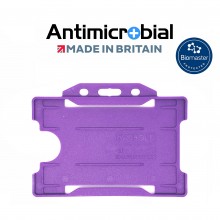Antimicrobial recyclable single sided rigid badge holder - Landscape, Purple