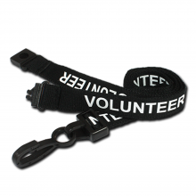 90cm Black Volunteer Breakaway Lanyards with Plastic Clip - Pack of 100